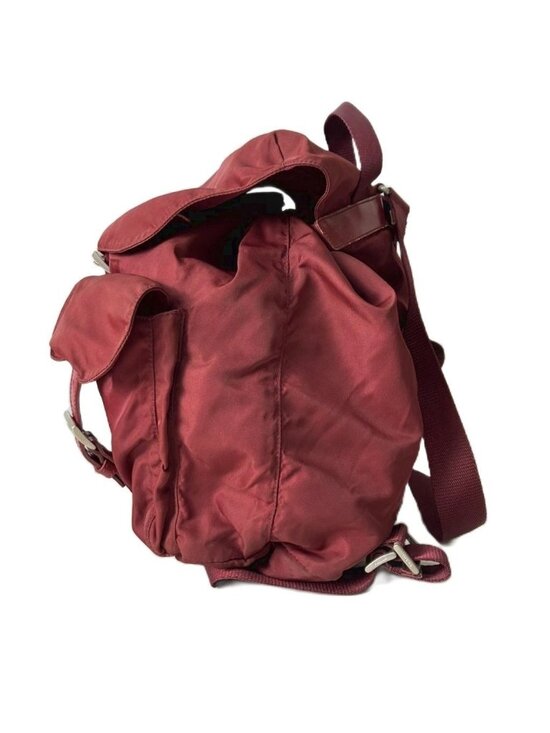 Prada Backpack Sac Nylon Triangle Plate Red